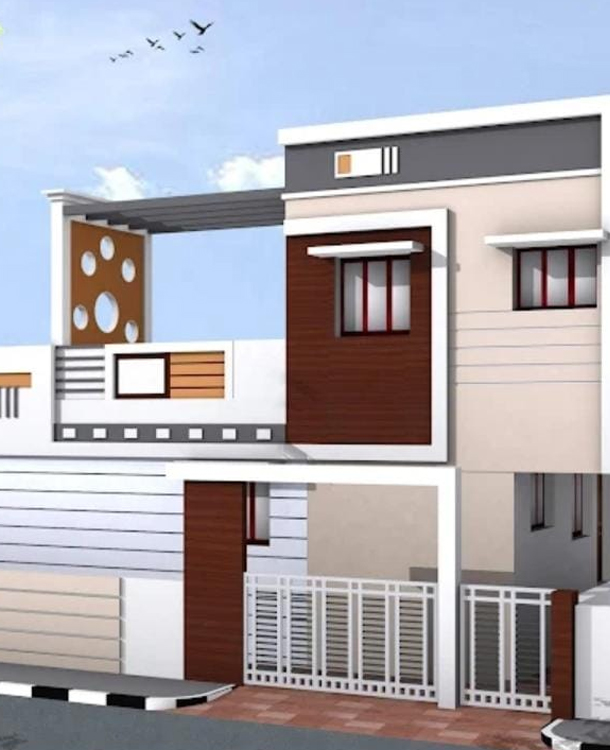 Elegant 3D modern home front elevation design by KPR Builders